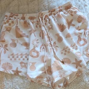 Women's Athletic Shorts in Cream and Tan